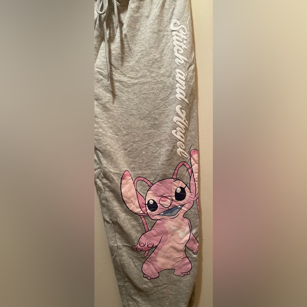 Disney Lilo & Stitch and Angel Grey Lightweight Fleece Jogger Sweatpants Size XL - Picture 3 of 4